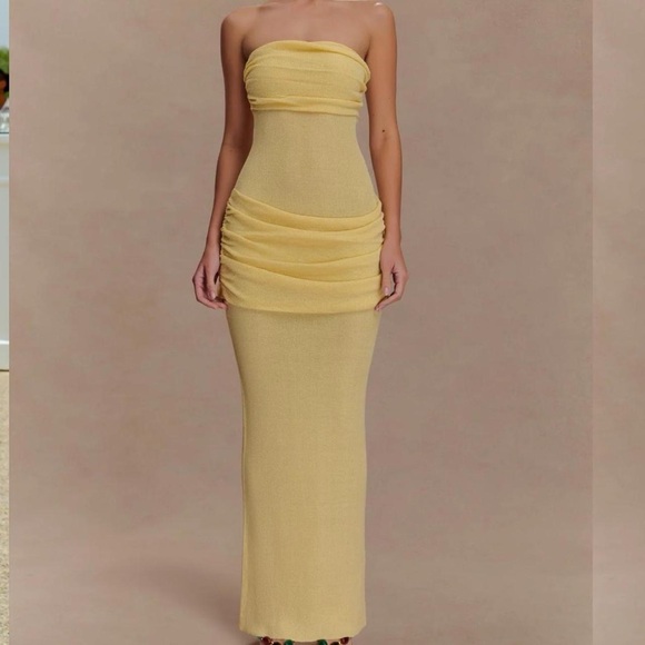 Meshki Dresses & Skirts - Elegant Yellow Strapless Dress